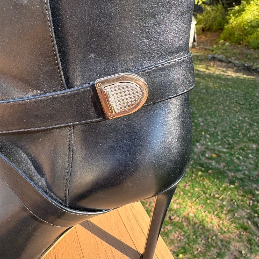 Christian Dior Black Ankle Leather Boots w Silver Buckle Size 40 - Picture 5 of 16